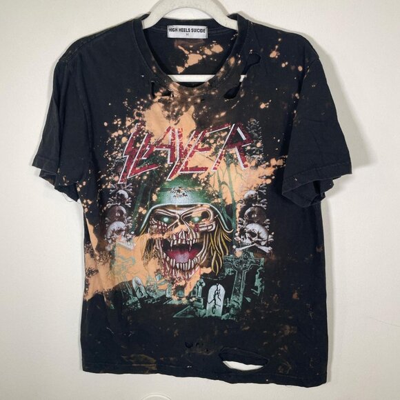 High Heels Suicide Custom Bleached and Distressed Slayer Tee Shirt - Picture 1 of 3